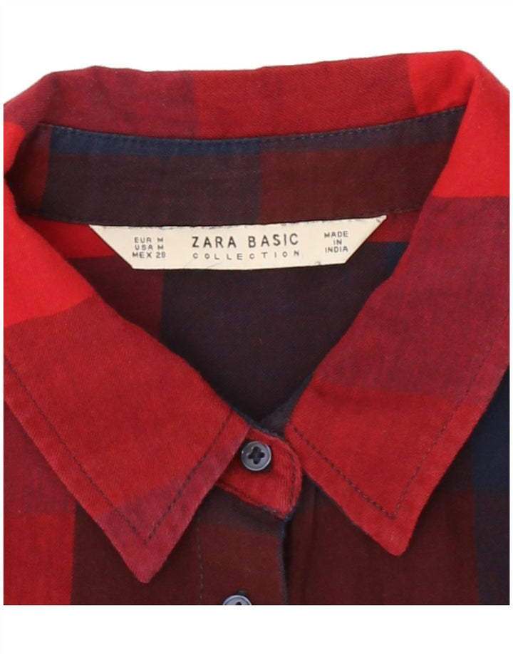 ZARA Womens Flannel Shirt UK 14 Medium Red Check Vintage Zara and Second-Hand Zara from Messina Hembry 