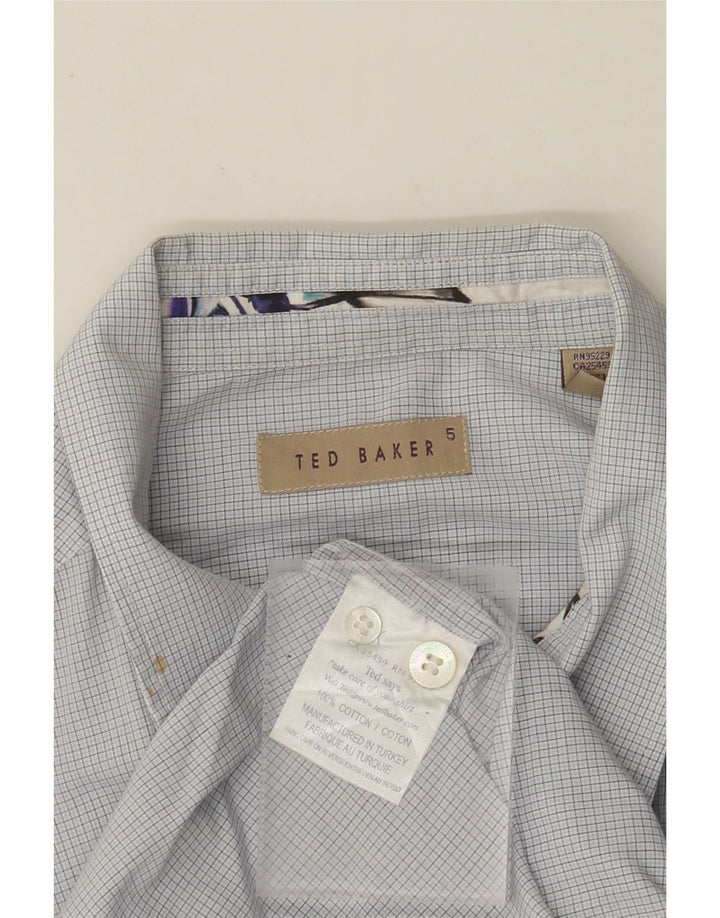 TED BAKER Camisa para hombre Talla 5 XL Algodón a cuadros azul