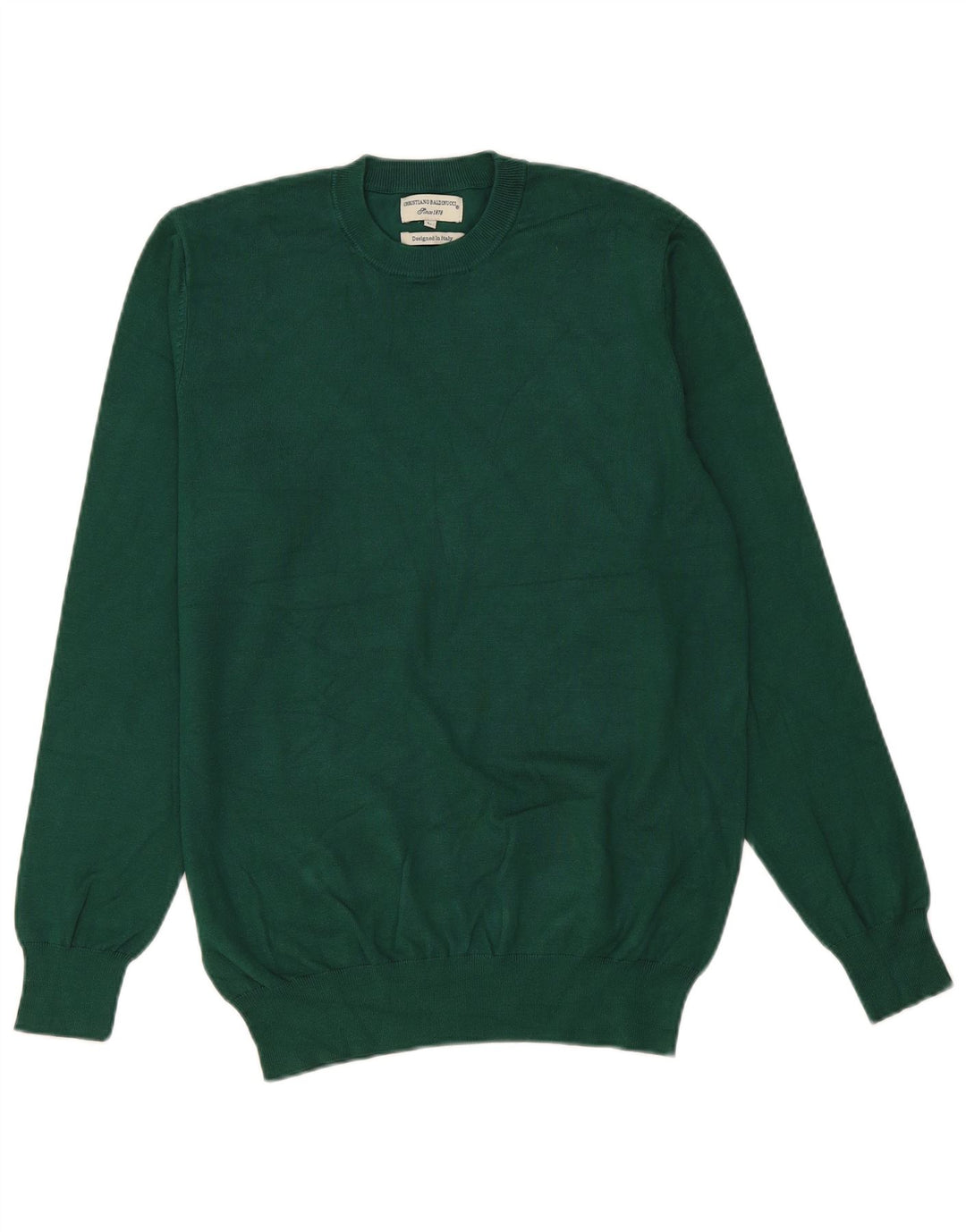 Vintage hombres cuello redondo jersey suéter grande viscosa verde