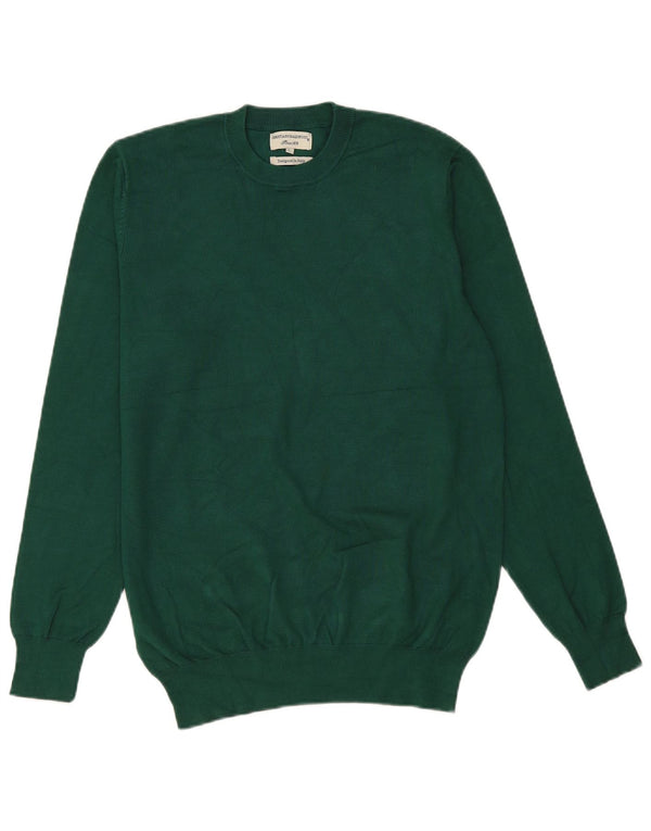 Vintage hombres cuello redondo jersey suéter grande viscosa verde