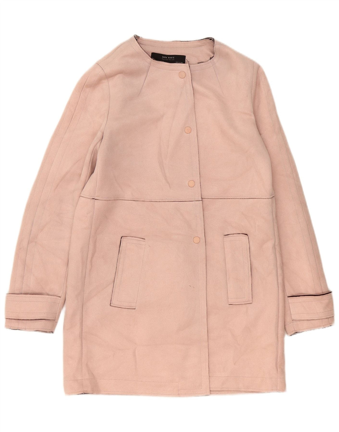 Zara Mujer Abrigo De Ante Sintético UK 44 Poliéster Rosa Medio