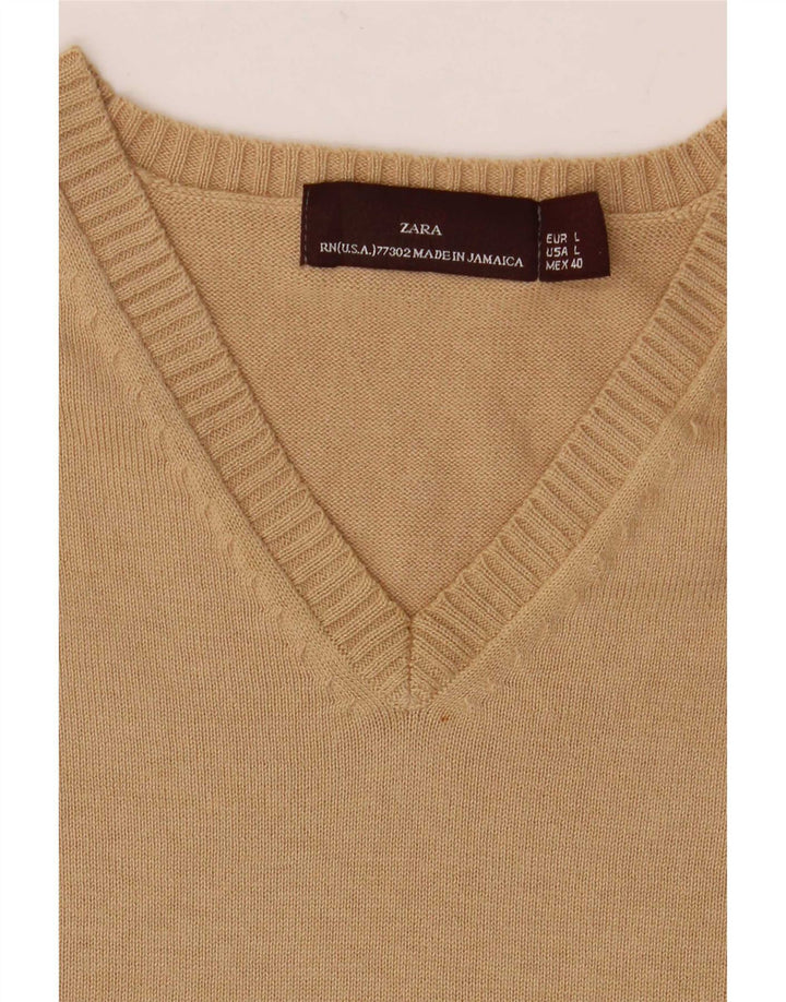 Zara Hombre Chaleco Camiseta Sin Mangas Grande Beige