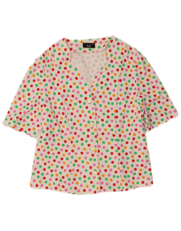 Blusa Liola Mujer Manga Corta IT 50 XL Algodón Lunares Blancos