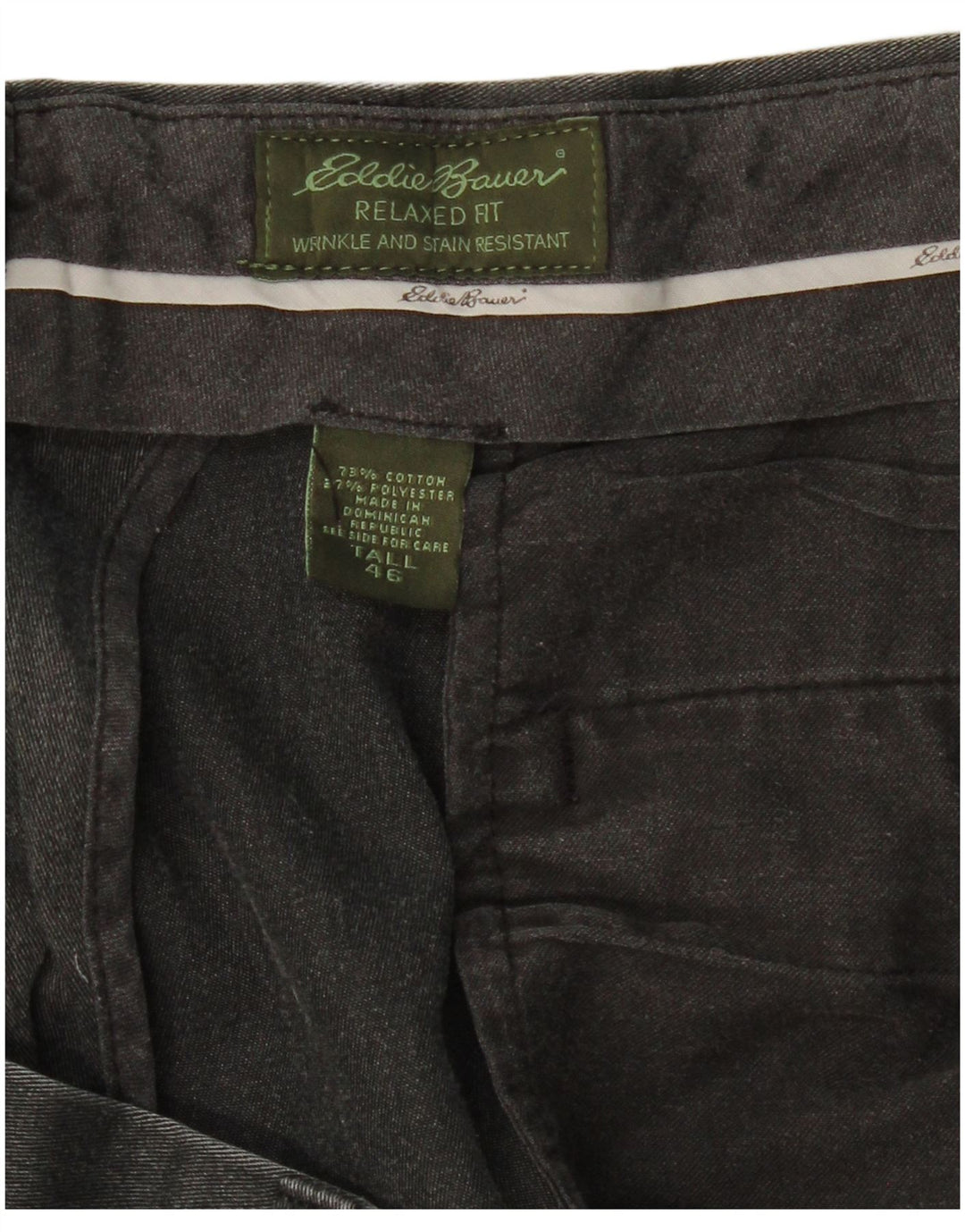 EDDIE BAUER Pantalón chino de corte relajado para hombre W46 L31 Algodón negro