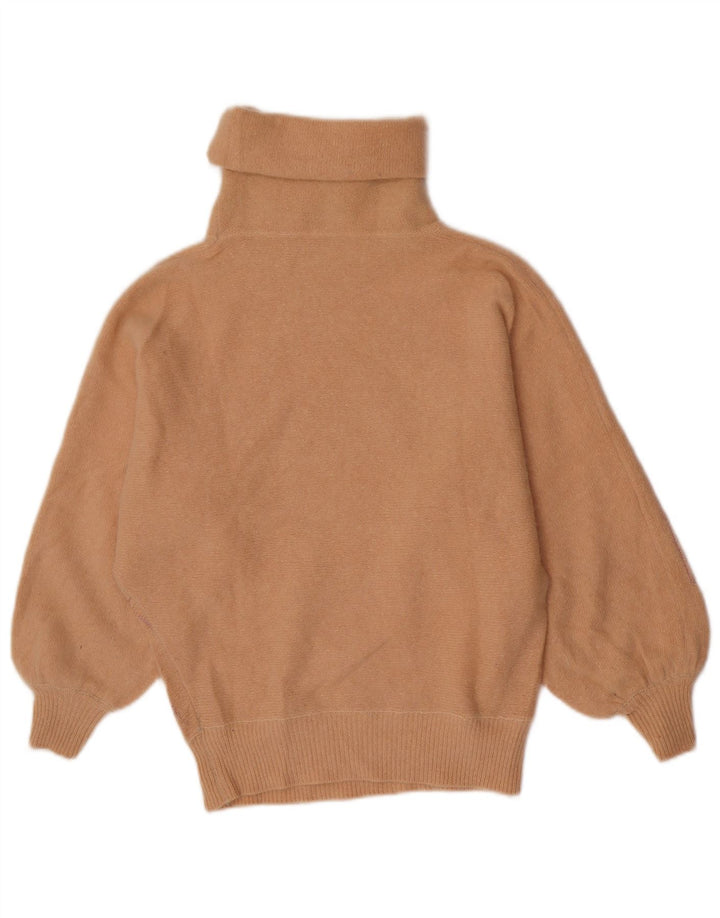 Vintage mujer rollo cuello jersey suéter IT 44 medio rosa geométrico