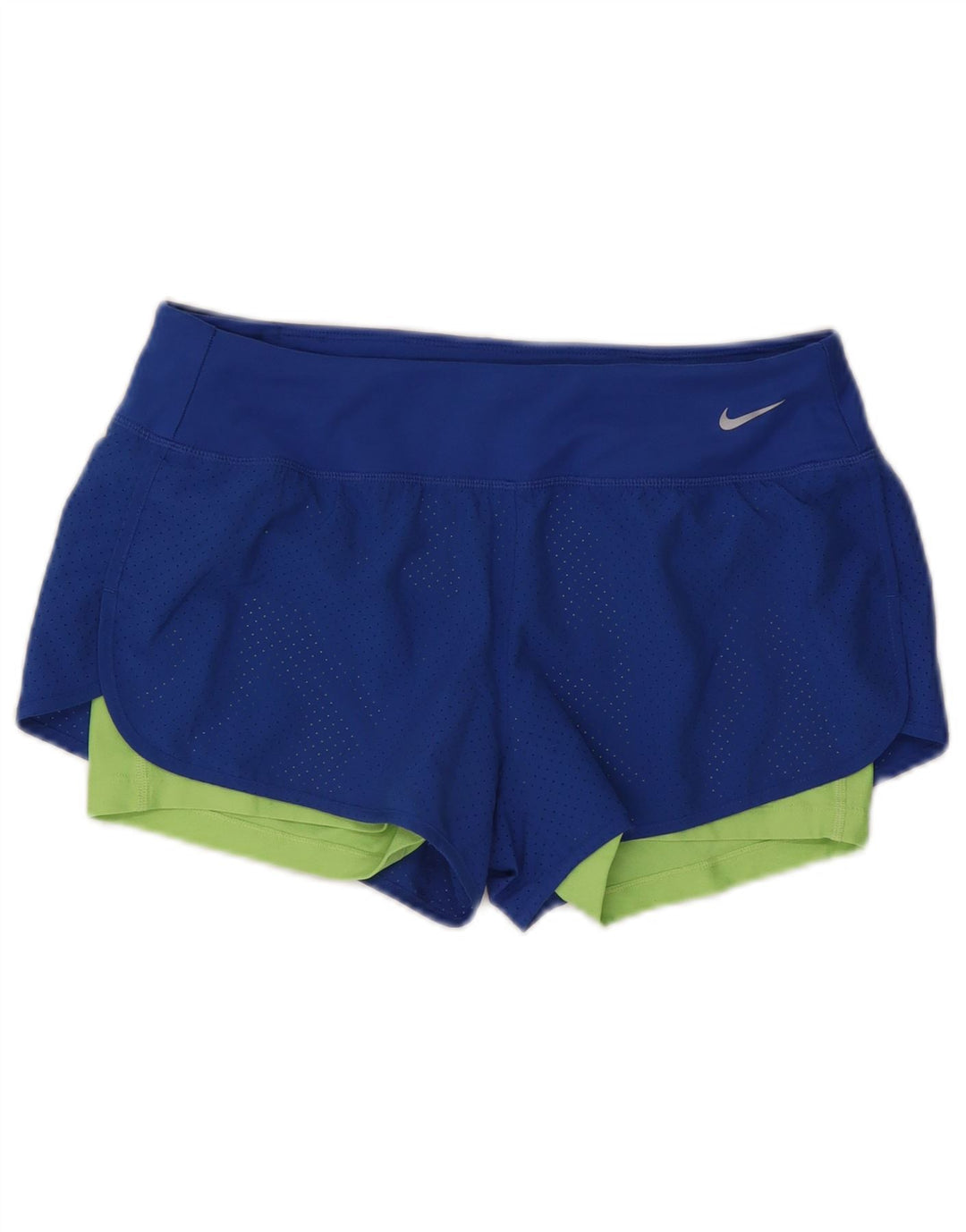 Nike Pantalones cortos deportivos Dri Fit para mujer UK 44 Azul medio Poliéster con bloques de color