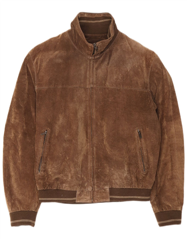 Chaqueta bomber básica de ante para hombre IT 52 XL Cuero marrón