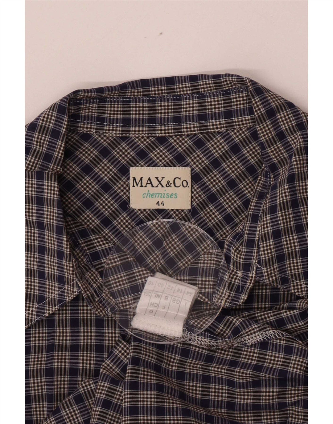 Max & Co. Camisa para mujer UK 44 Mediana Azul marino Cuadros Algodón