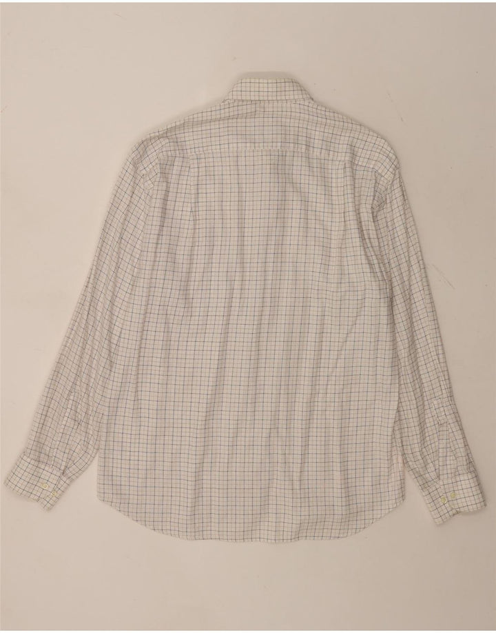 ROCCOBAROCCO Camisa para hombre Talla 41 16 Algodón a cuadros blanco grande