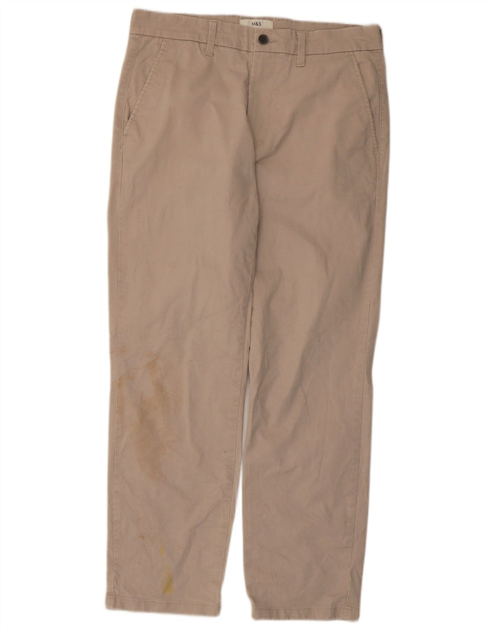 Marks & Spencer Pantalón chino de corte regular para hombre W32 L29 Algodón beige