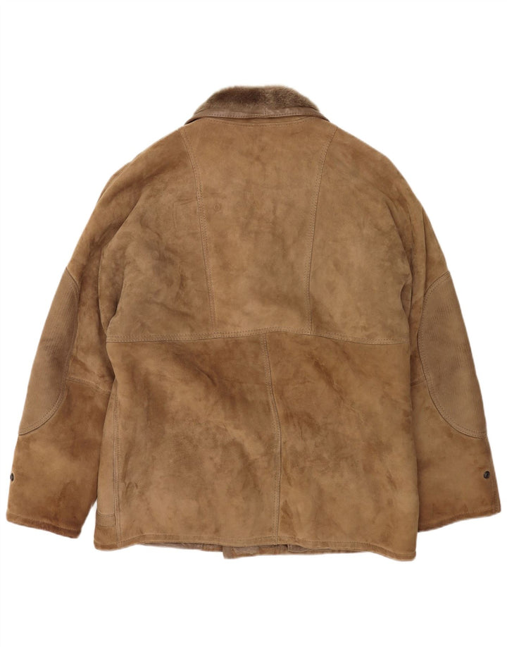 Chaqueta de piel de oveja vintage para hombre IT 52 XL Beige