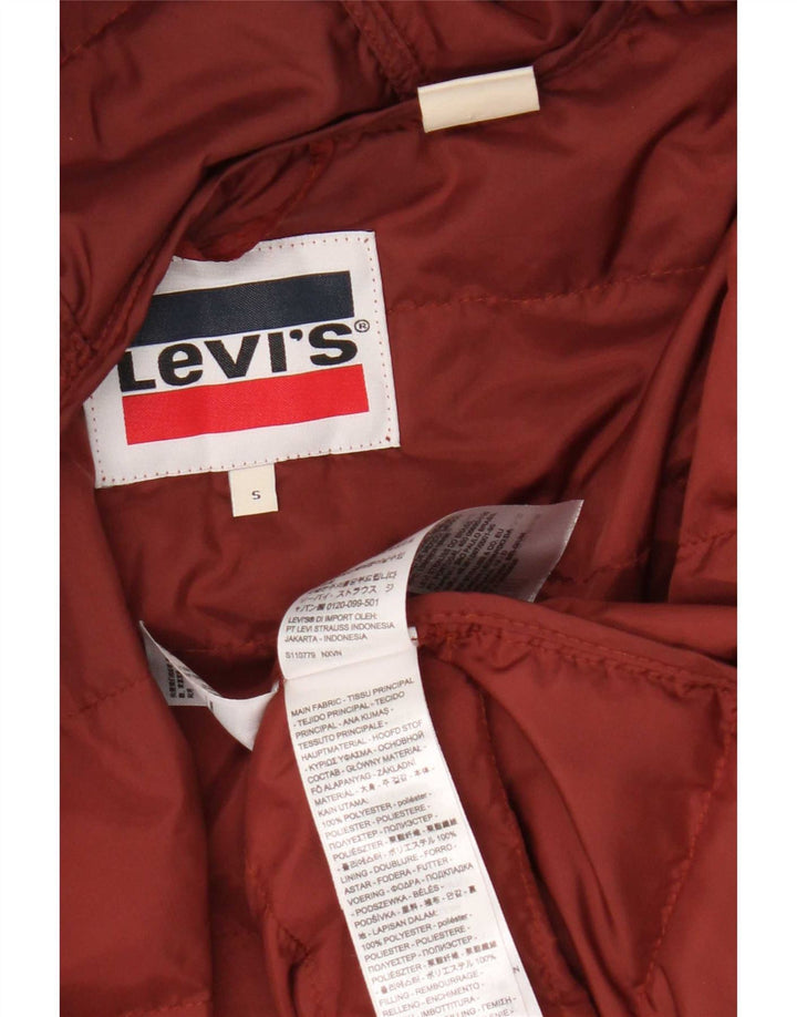 Levi's Chaqueta acolchada con capucha para mujer UK 10 Small Poliéster rojo