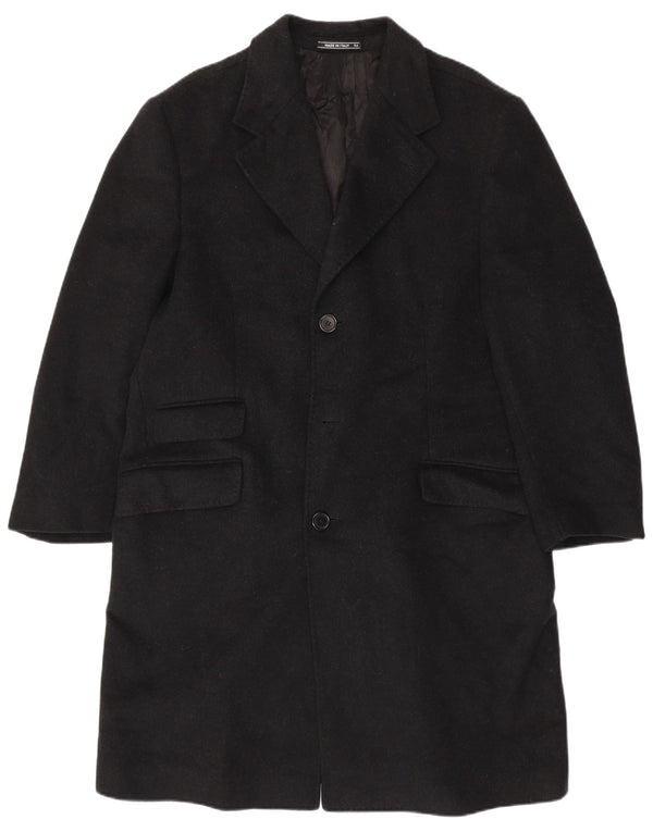 VINTAGE Hombres Chesterfield Abrigo IT 54 2XL Lana Negra