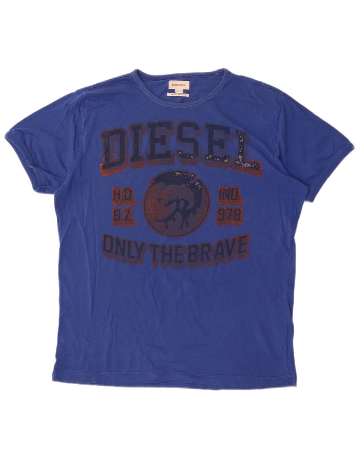 Diesel Hombre Regular Fit Graphic Camiseta Top XL Azul