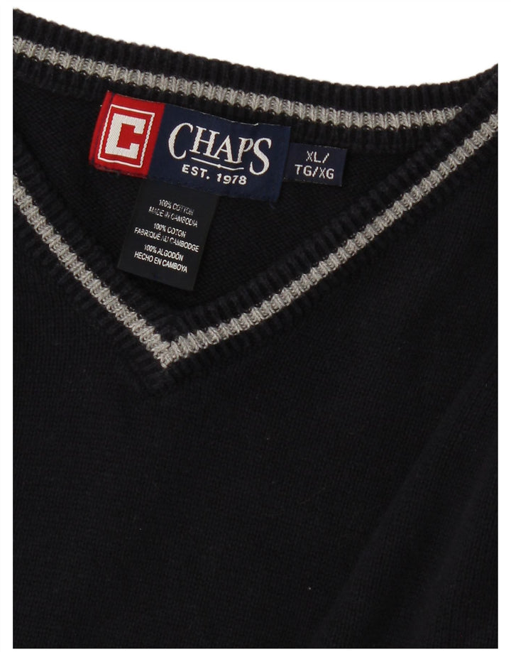 CHAPS Jersey con cuello en V para hombre XL Algodón azul marino