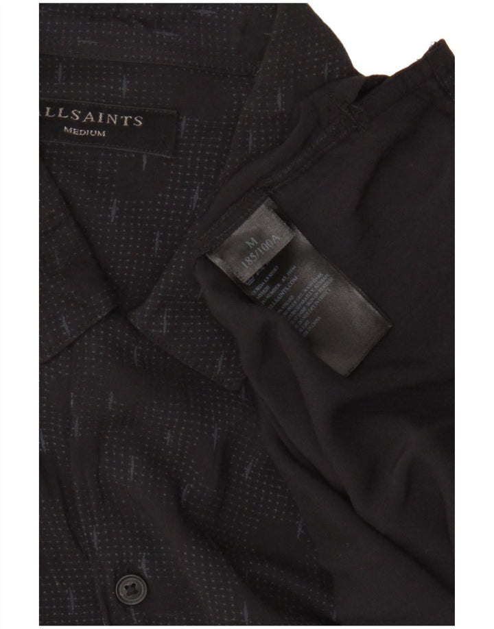 Camisa All Saints Hombre Viscosa Geométrica Negra Mediana
