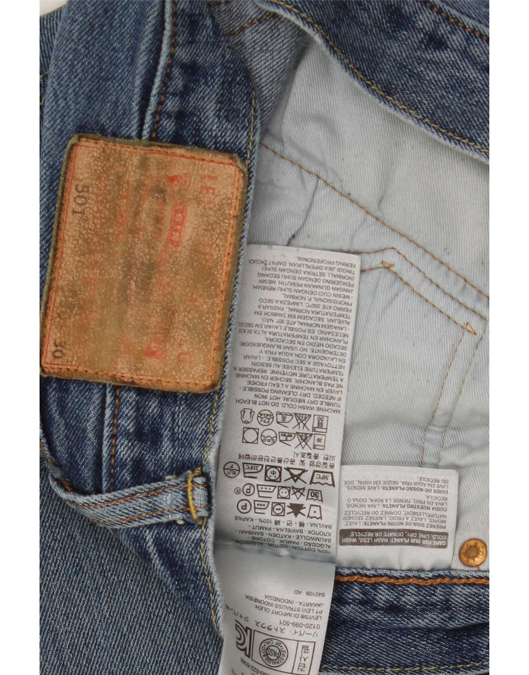 Levi's Hombre 501 Vaqueros Rectos W30 L30 Algodón Azul