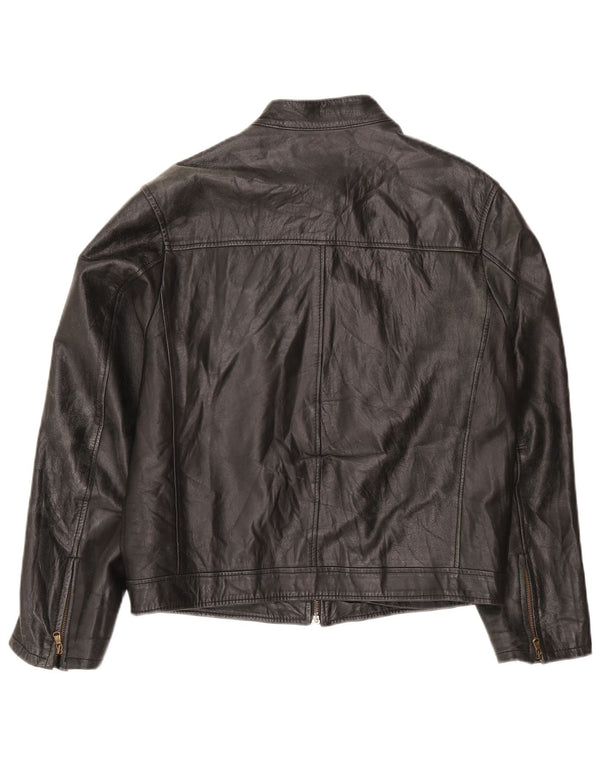 Chaqueta de cuero vintage para hombre IT 48 cuero negro medio