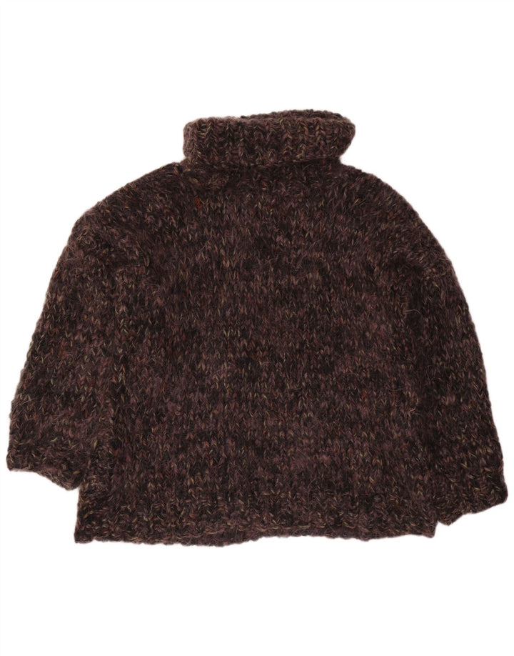 VINTAGE Mujer Oversize Roll Neck Jumper Suéter Reino Unido 22 3XL Marrón Flecked