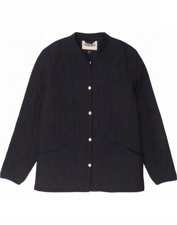 Husky Womens Quilted Jacket UK 12 Medium Navy Blue Polyester