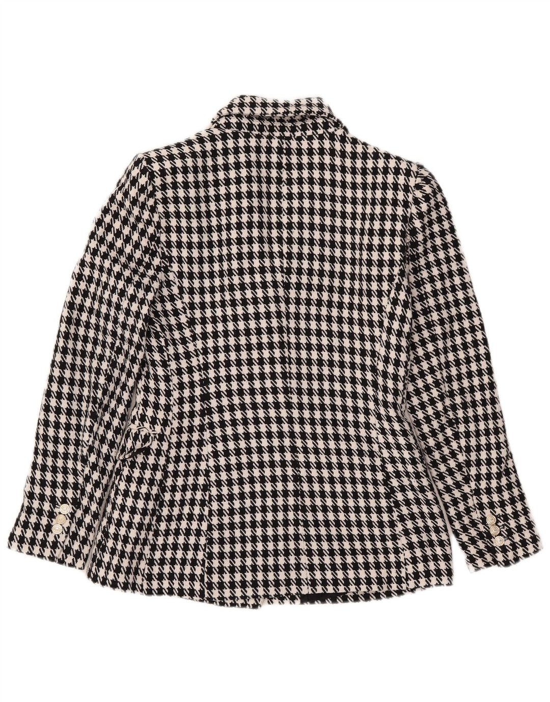 Zara Mujer Chaqueta Blazer De Doble Botonadura UK 10 Small Black Houndstooth