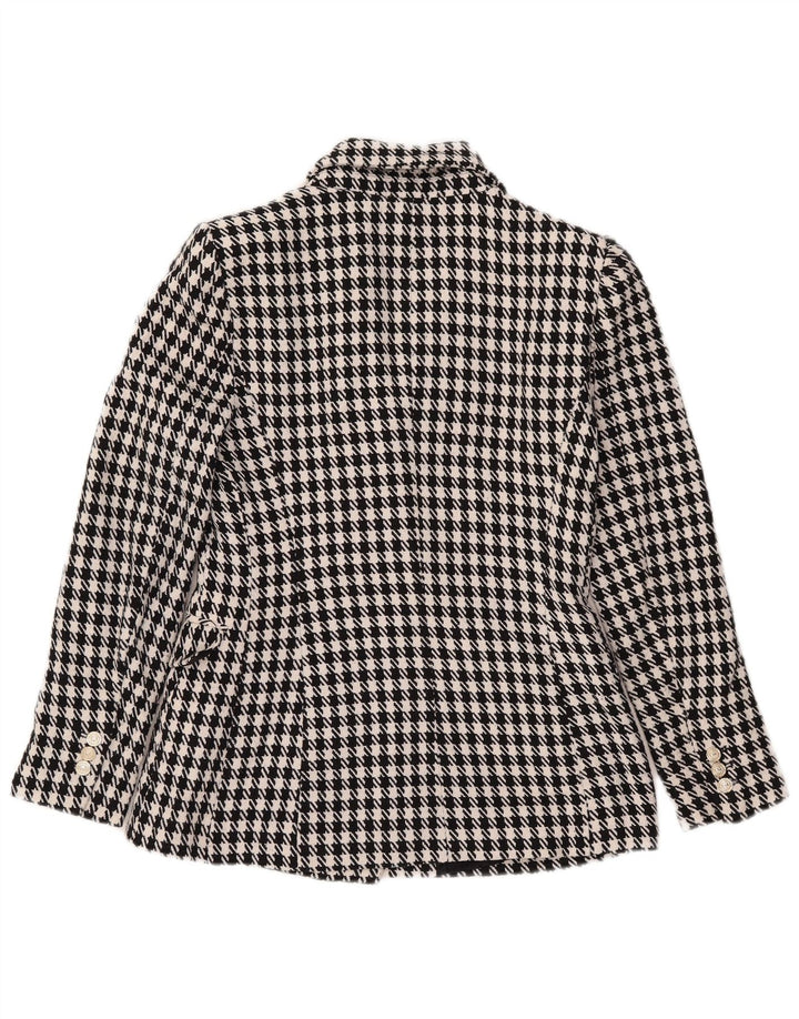 Zara Mujer Chaqueta Blazer De Doble Botonadura UK 10 Small Black Houndstooth