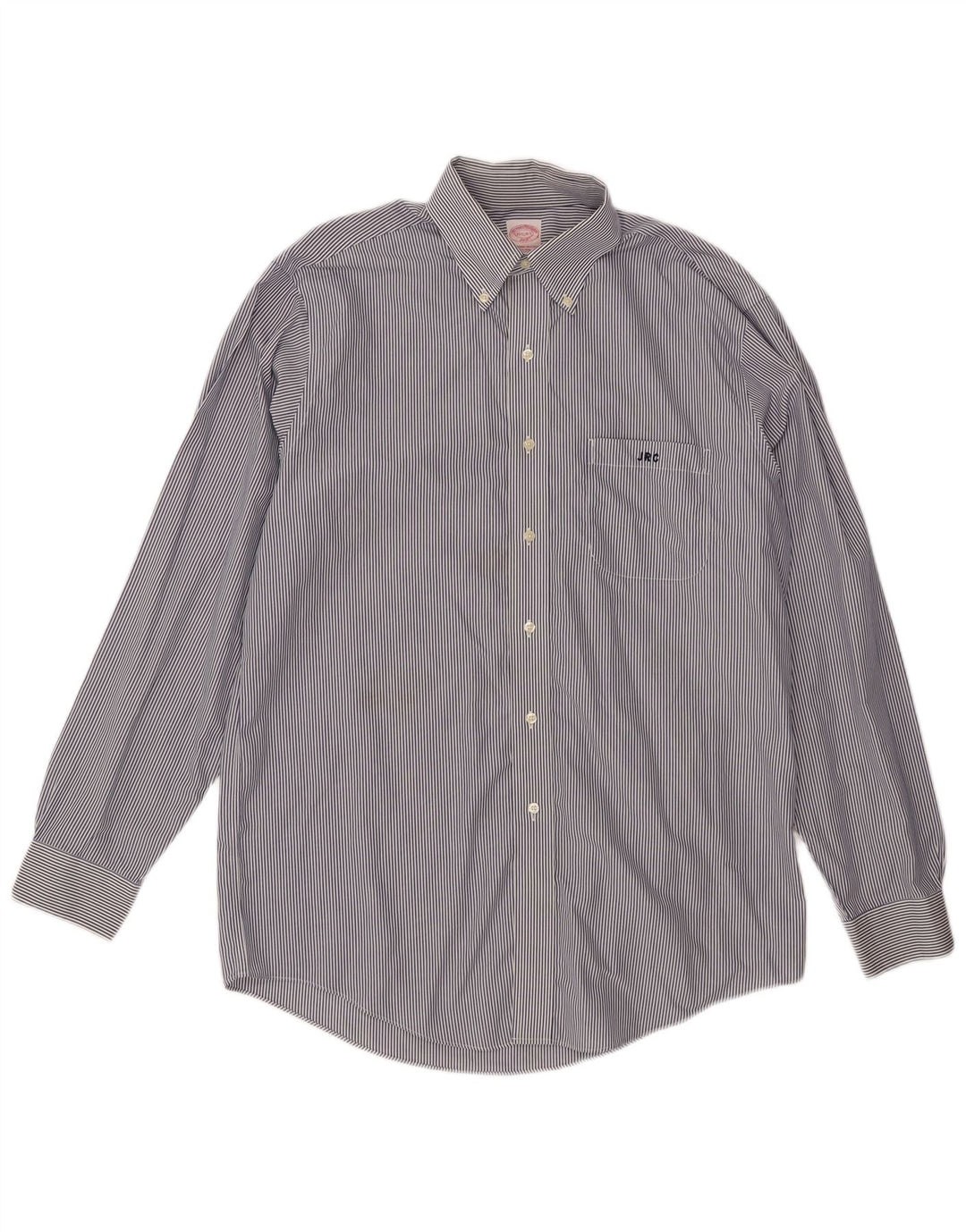 BROOKS BROTHERS Mens NON - IRON Shirt Size 15 1/2 Medium Navy Blue Striped