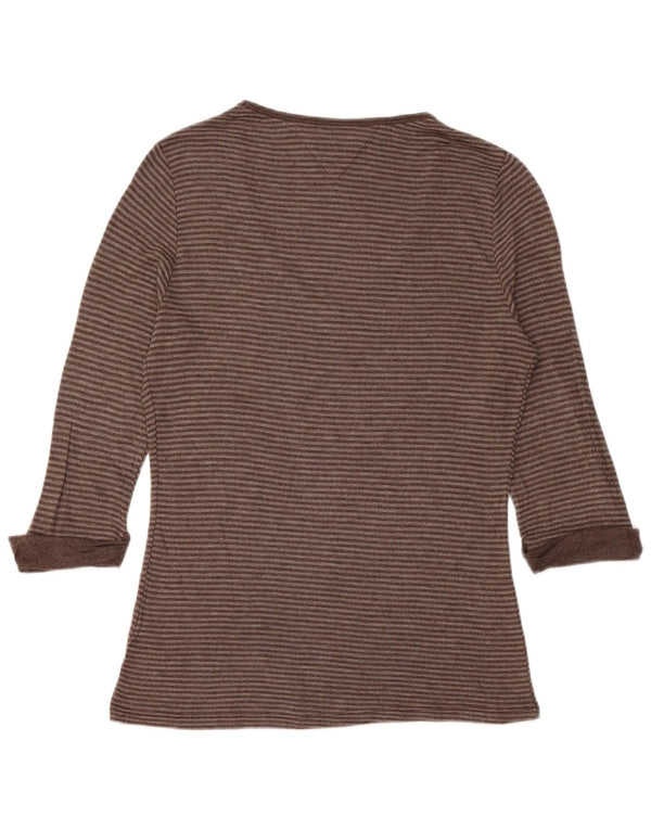 TOMMY HILFIGER Top para mujer manga 3/4 UK 44 Grande Marrón Rayas