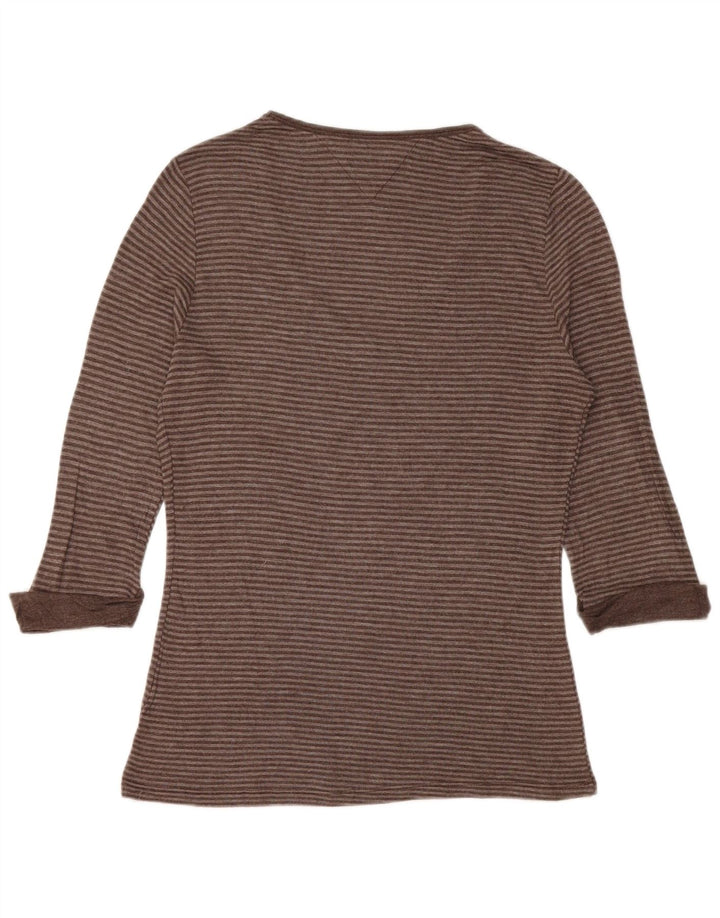 TOMMY HILFIGER Top para mujer manga 3/4 UK 44 Grande Marrón Rayas