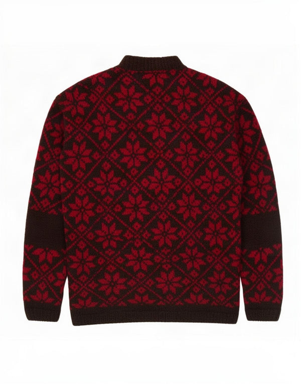 Vintage mujer tortuga cuello jersey suéter Reino Unido 16 grande rojo Fair Isle