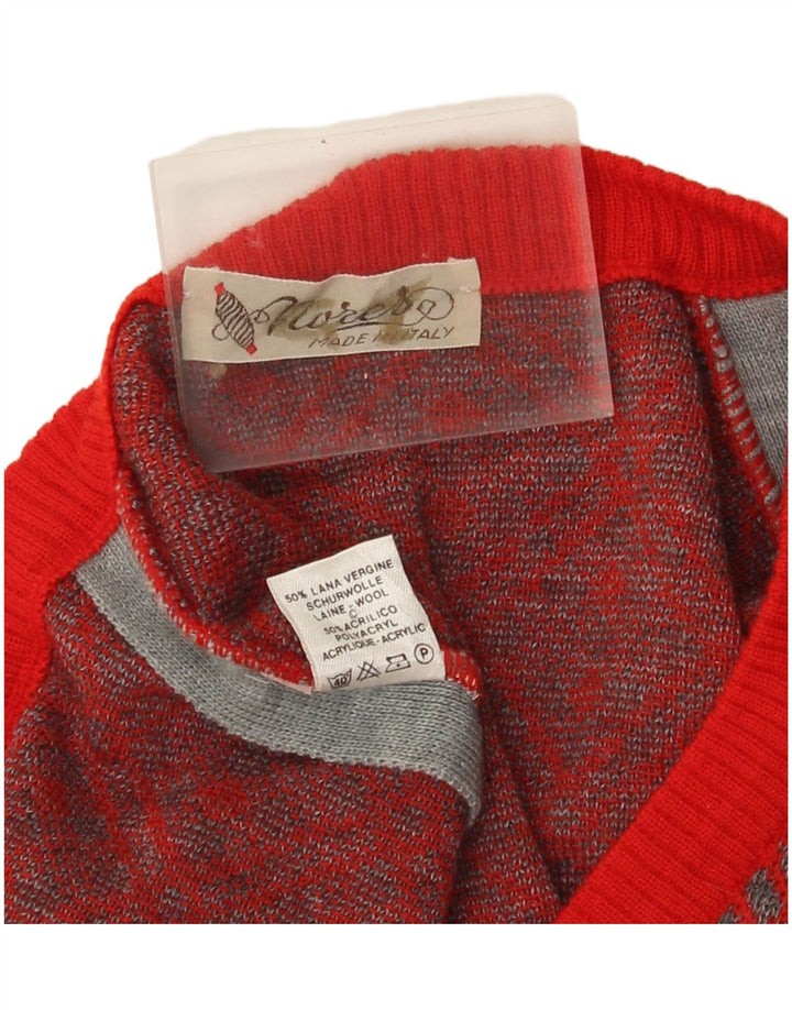 Vintage hombres chaleco tanque top grande rojo geométrico lana