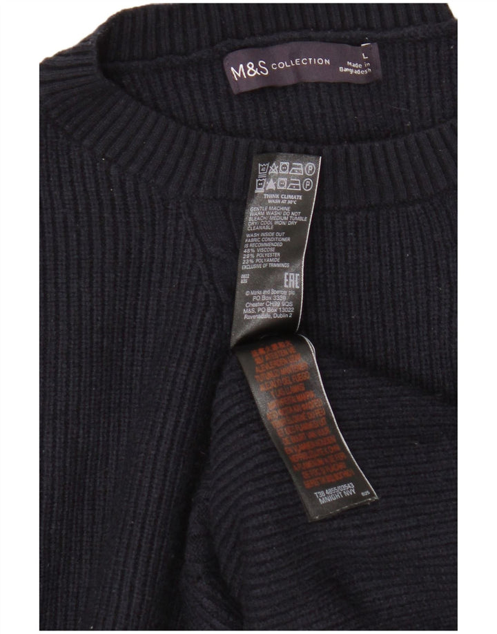 Marks & Spencer - Jersey de cuello redondo para hombre, talla grande, viscosa, color azul marino