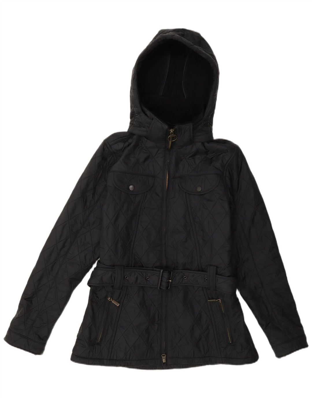 Barbour Chaqueta Acolchada Con Capucha Para Mujer UK 12 Poliamida Gris Medio