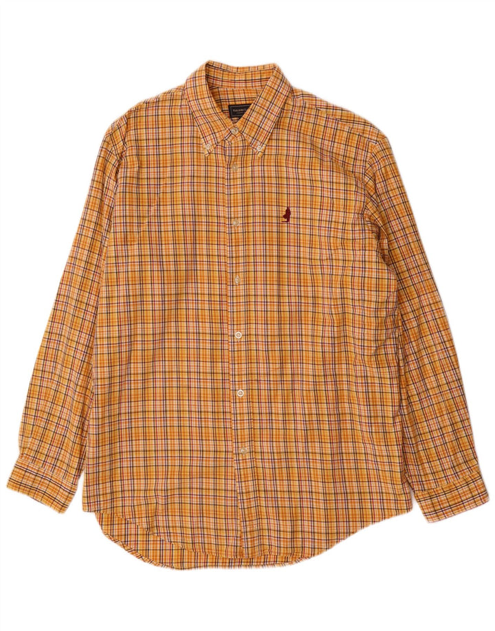 Camisa Marlboro Classics Hombre Algodón Cuadros Amarillo Grande
