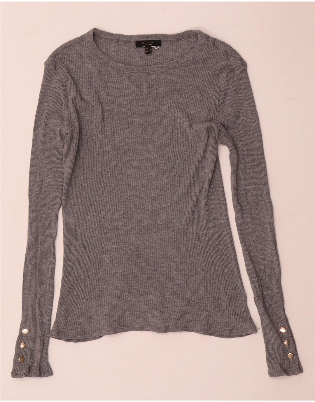 Massimo Dutti Top Mujer Manga Larga UK 8 Small Gris