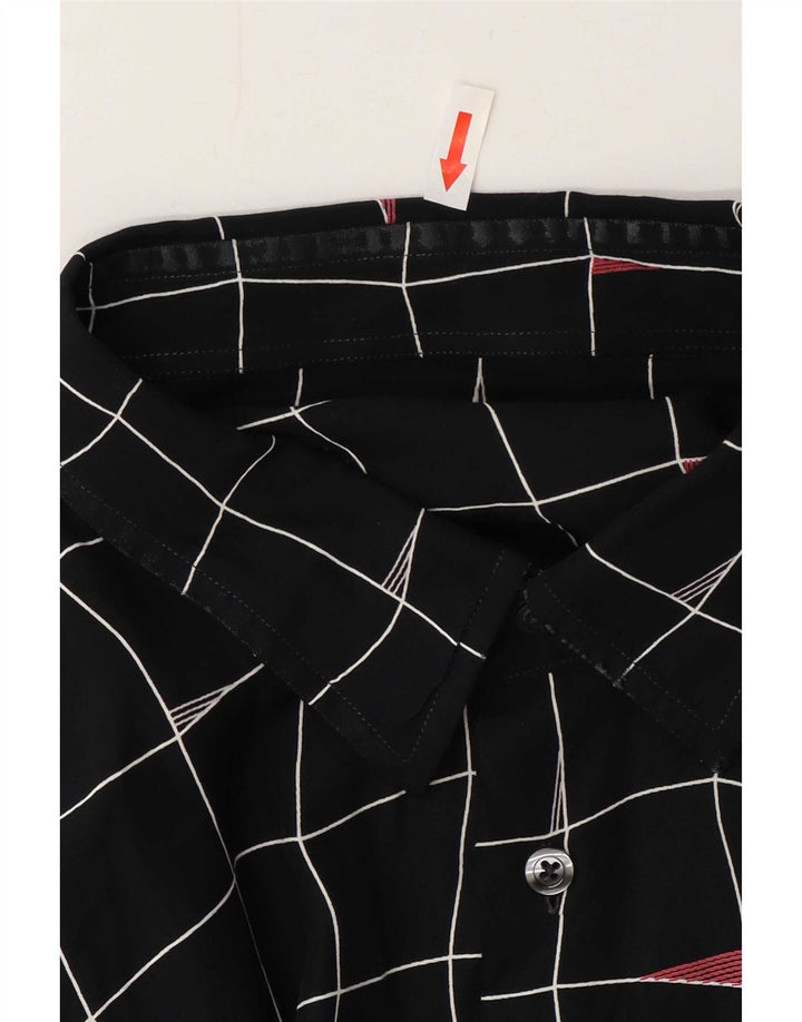 Camisa vintage para hombre XL Viscosa a cuadros negros