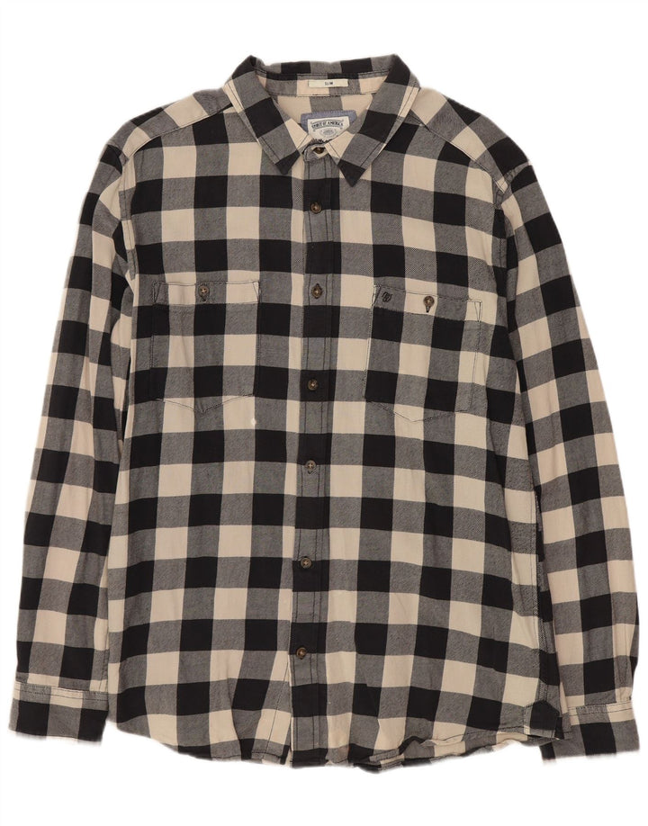 WRANGLER Camisa de franela delgada para hombre XL Algodón a cuadros negro