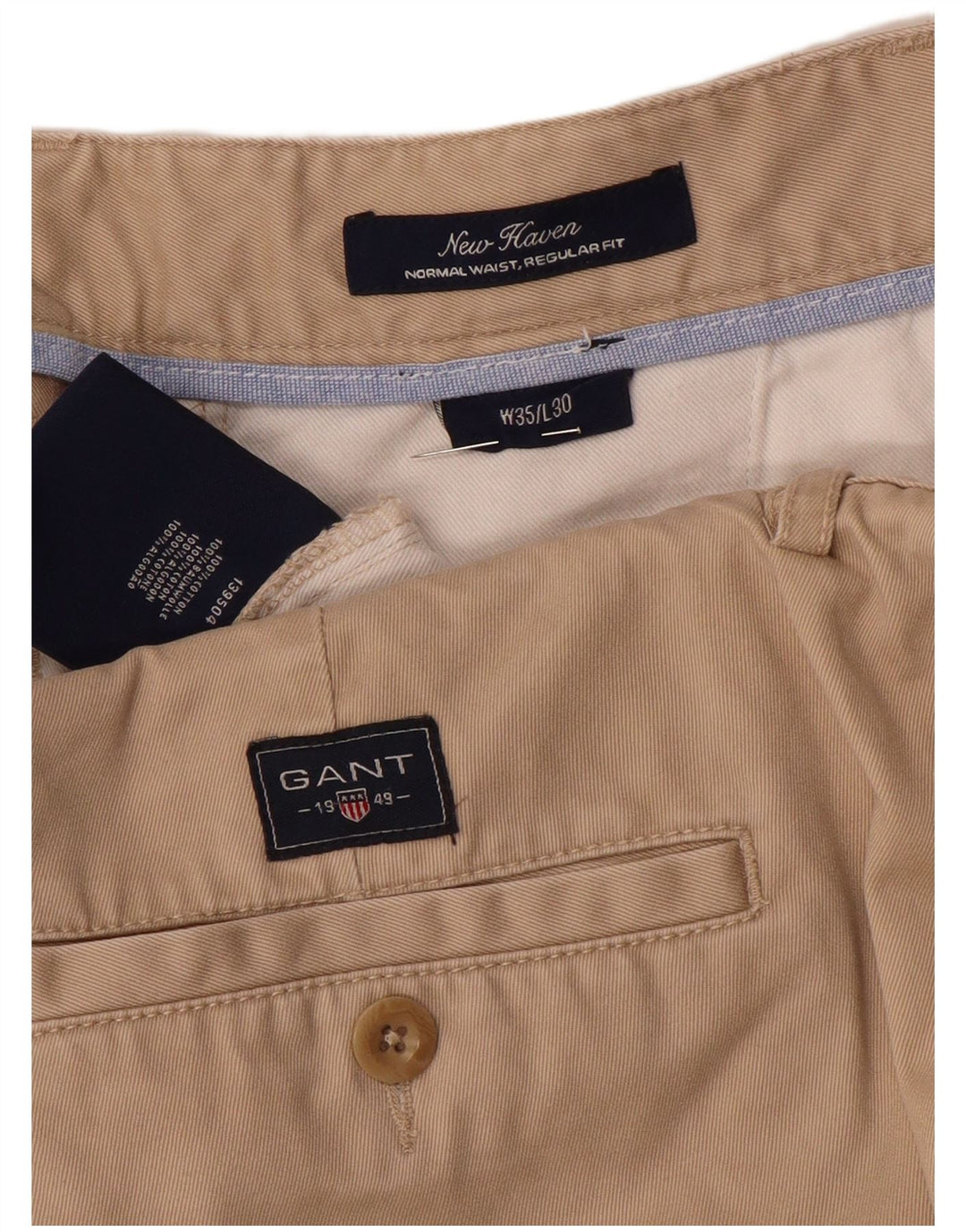 GANT Pantalón chino recto New Haven de corte regular para hombre W35 L30 Beige