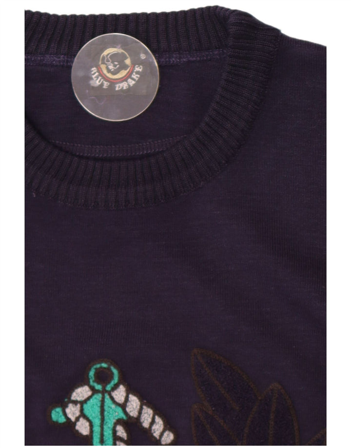 Blue Drake - Jersey con cuello redondo y gráfico para hombre, talla grande, azul marino