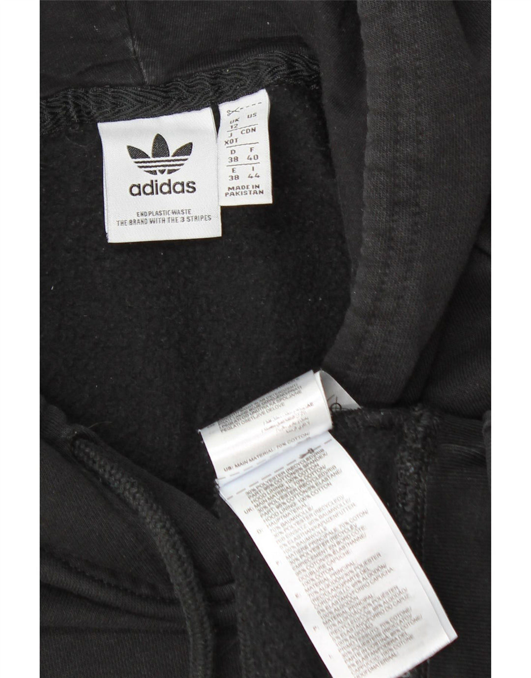 Adidas - Sudadera con capucha para mujer, talla grande, talla 12, algodón negro mediano