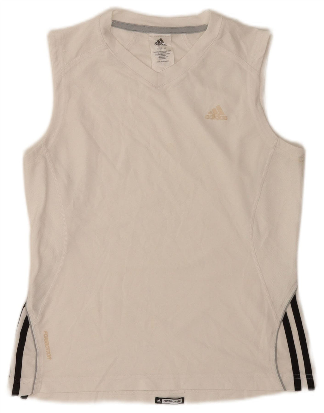 Adidas Mujer Chaleco Top UK 10 Pequeño Poliéster Blanco