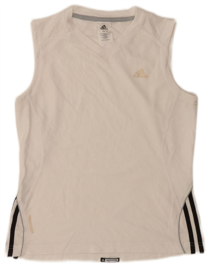 Adidas Mujer Chaleco Top UK 10 Pequeño Poliéster Blanco