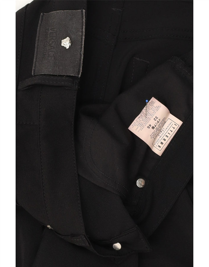VERSACE Pantalón casual recto para hombre IT 46 Small W32 L30 Poliéster negro
