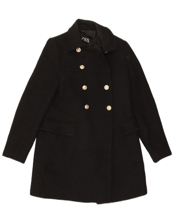 Zara Mujer Abrigo Cruzado UK 6 XS Lana Negra