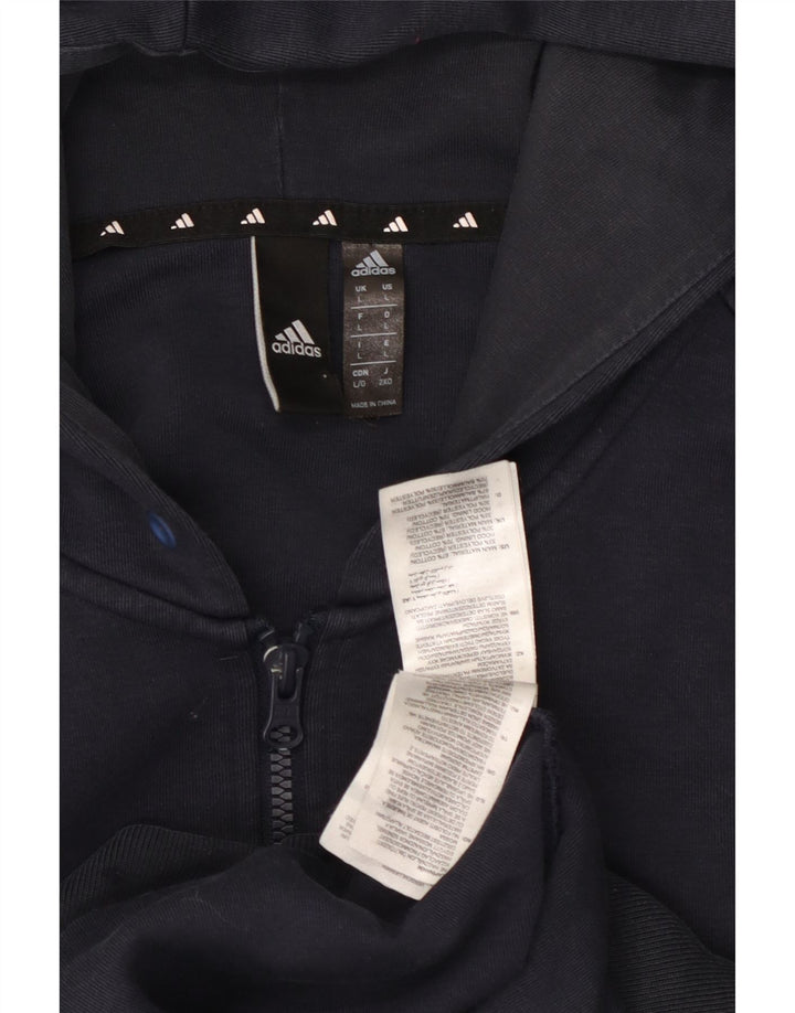 Adidas - Sudadera con capucha y cremallera para hombre, tamaño grande, algodón azul marino