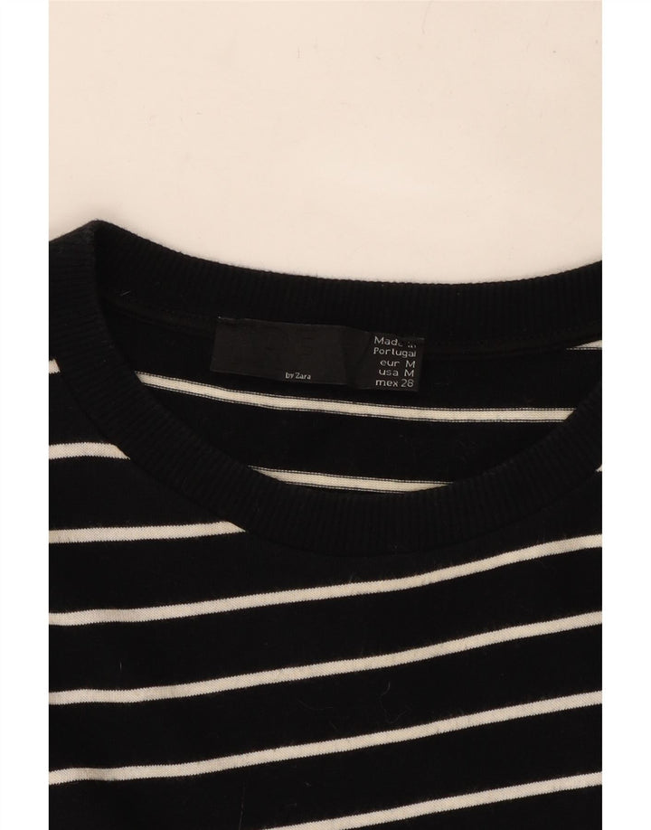 ZARA Mujer Vestido Asimétrico Manga 3/4 UK 44 Mediano Rayas Negras