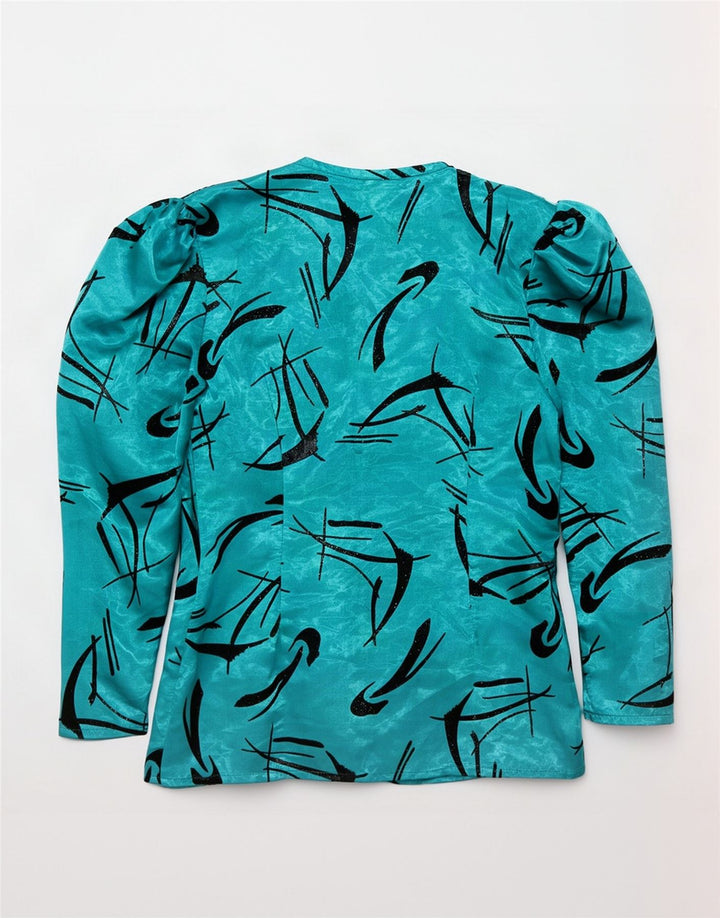Yessica Blusa camisera con estampado abstracto para mujer UK 42 Poliéster verde medio