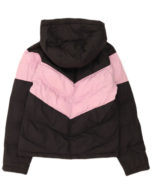 Nike Chaqueta acolchada con capucha para niñas 12-13 años Grande Negro Colorblock