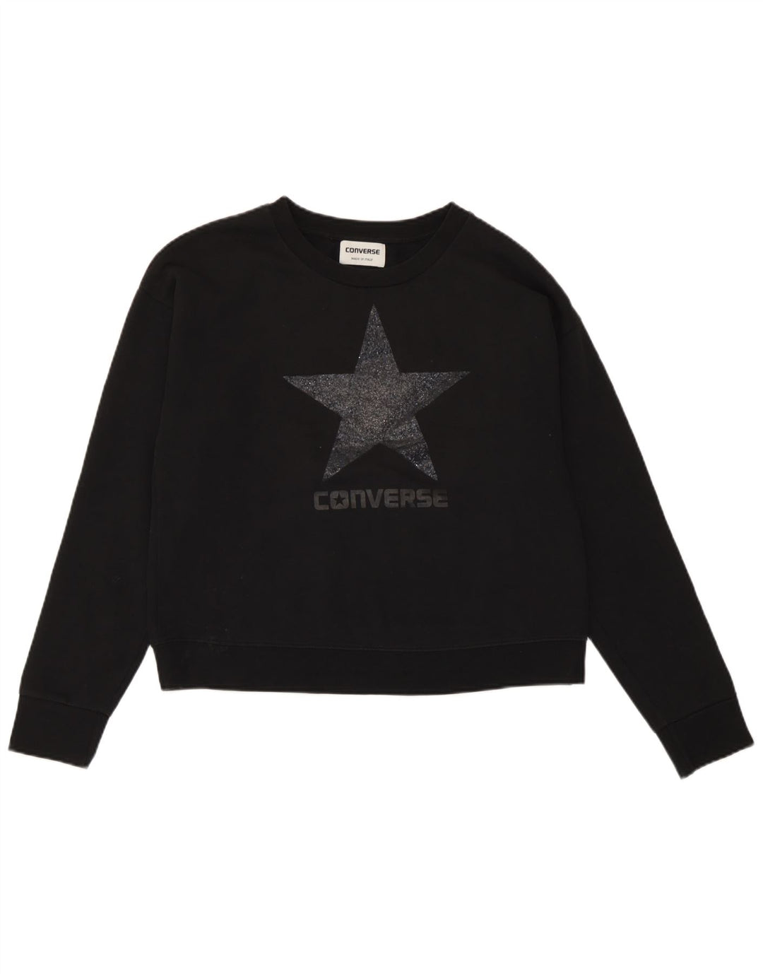 Converse - Sudadera de gran tamaño con gráfico para mujer, talla 10, color negro