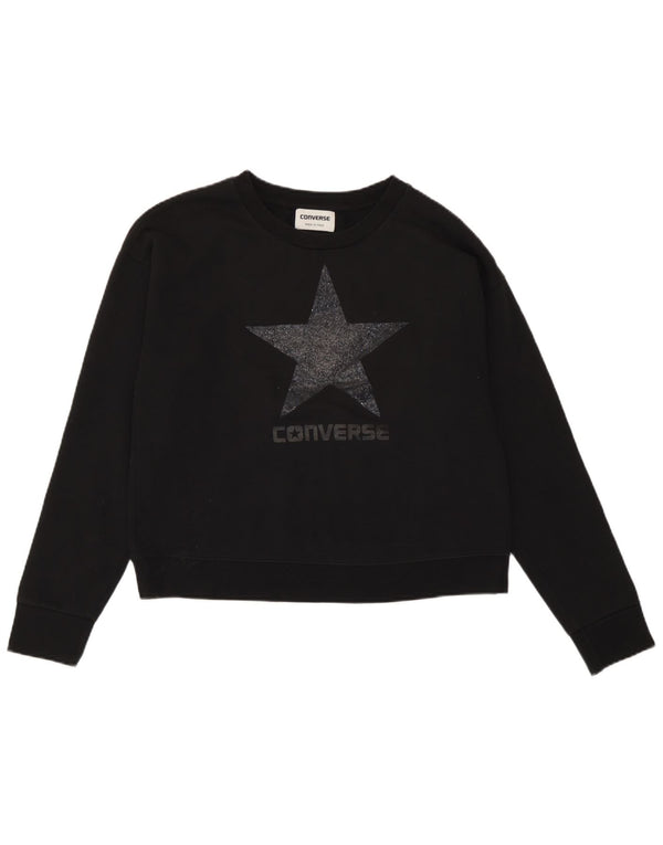 Converse - Sudadera de gran tamaño con gráfico para mujer, talla 10, color negro